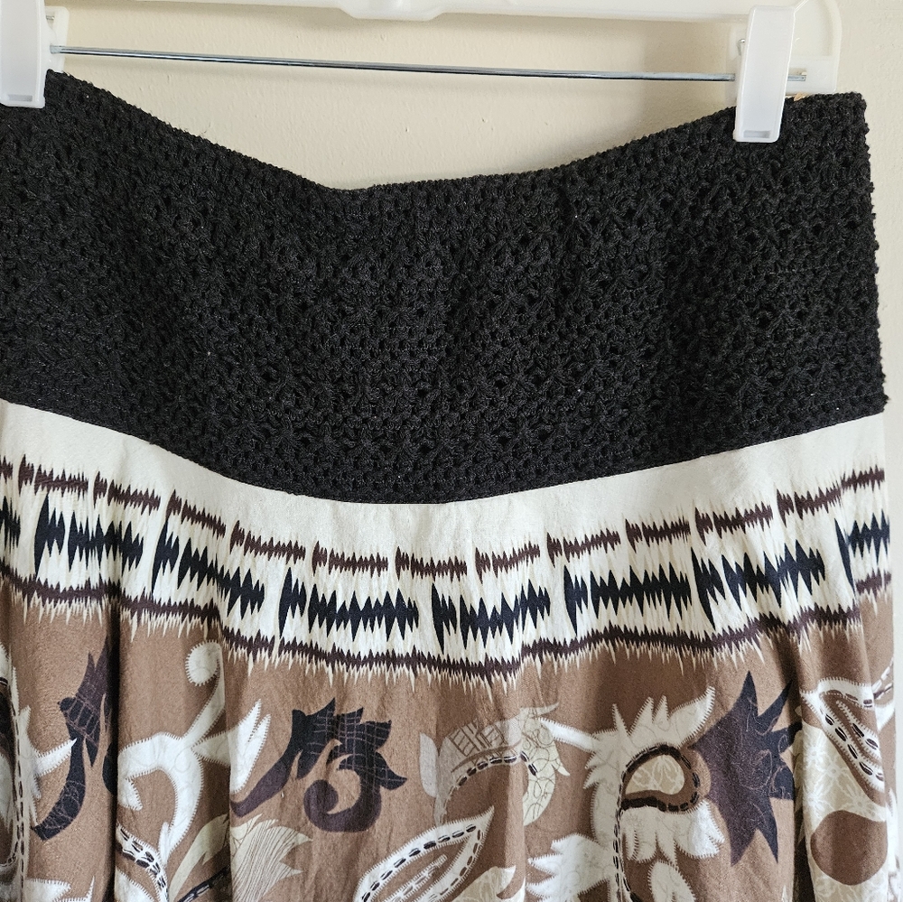 Coldwater Creek Crochet Elastic Waist Floral Print Skirt Size Med. - Picture 3 of 9
